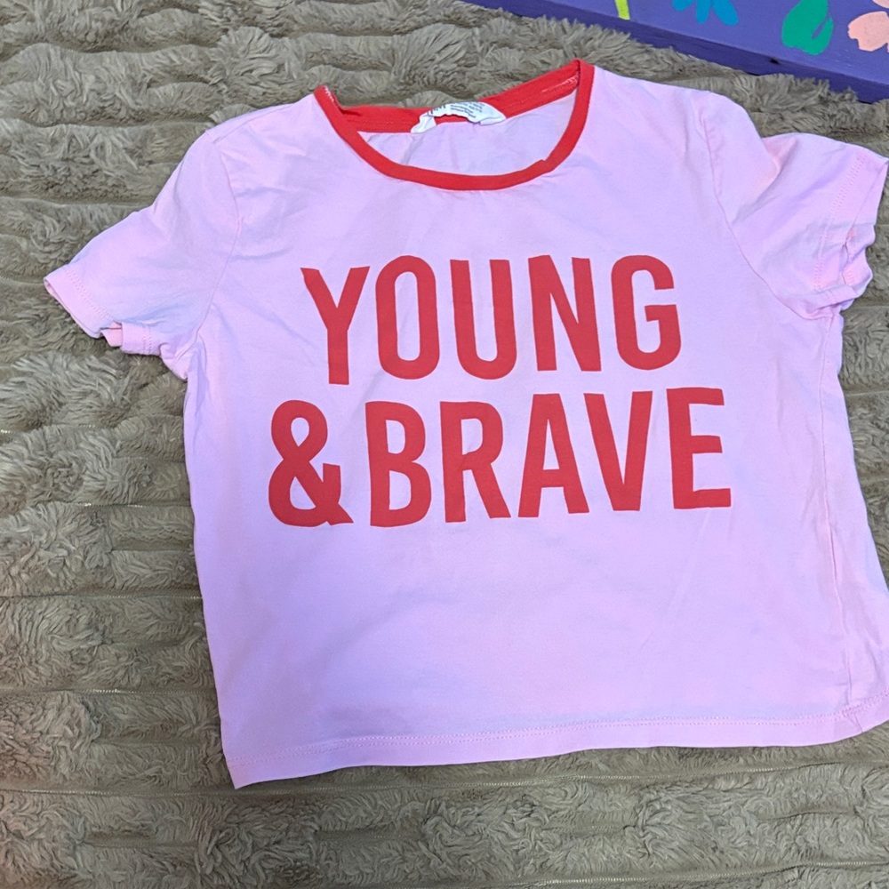 H&M Kids Pink 'Young & Brave' T-Shirt